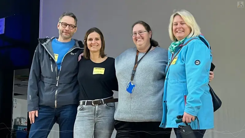 Herr Dreher, Frau Auer und Frau Pollpeter mit ihrer amerikanischen Kollegin