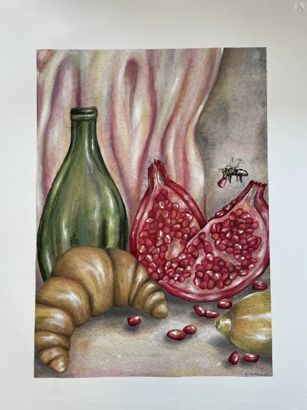 Wespe liebt Granatapfel